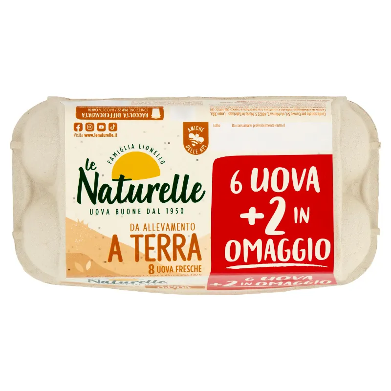 LE NATURELLE UOVA FRESCHE ALLEVATE A TERRA 6+2