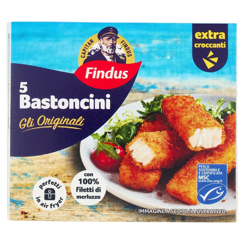 FINDUS CAPITAN BASTONCINI DI MERLUZZO X5 GR.125