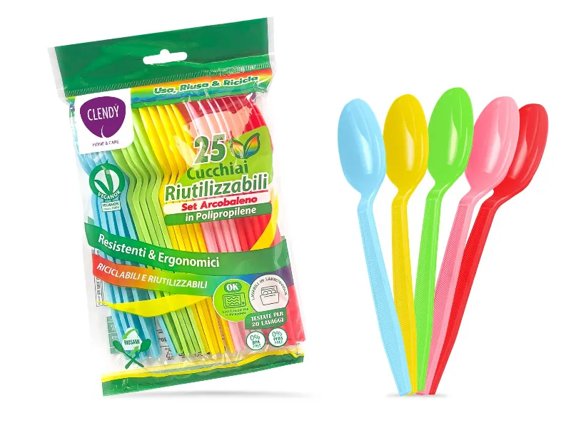 CLENDY CUCCHIAI RIUTILIZ.ARCOBALENO PP X25