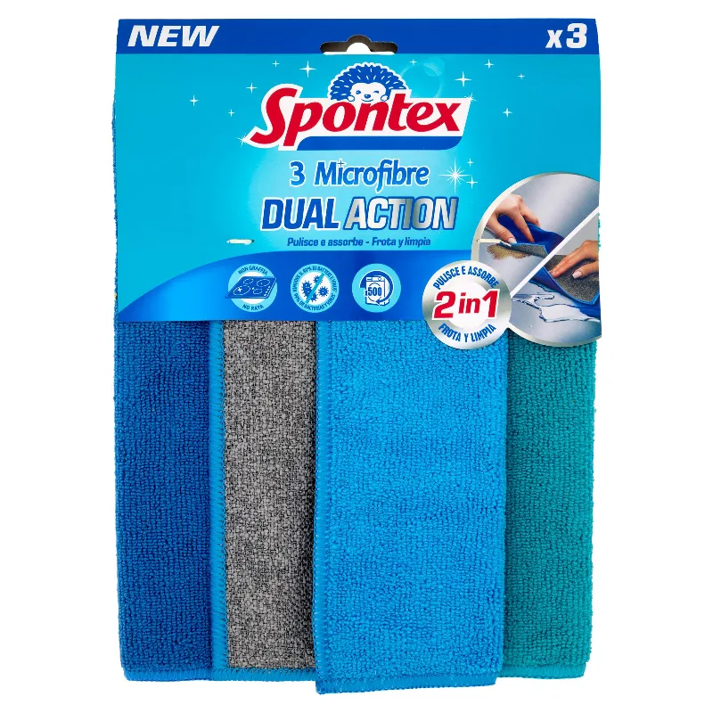 SPONTEX MICROFIBRA DUAL ACTION 2IN1 X3