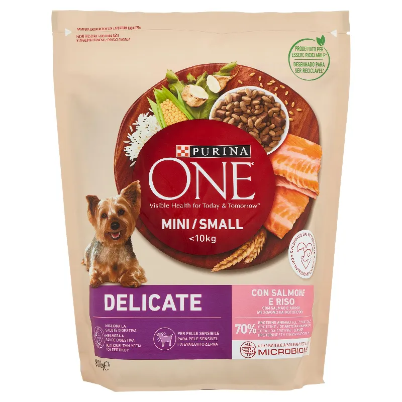 PURINA ONE CANE MINI DELICATE SALM/RISO GR.800