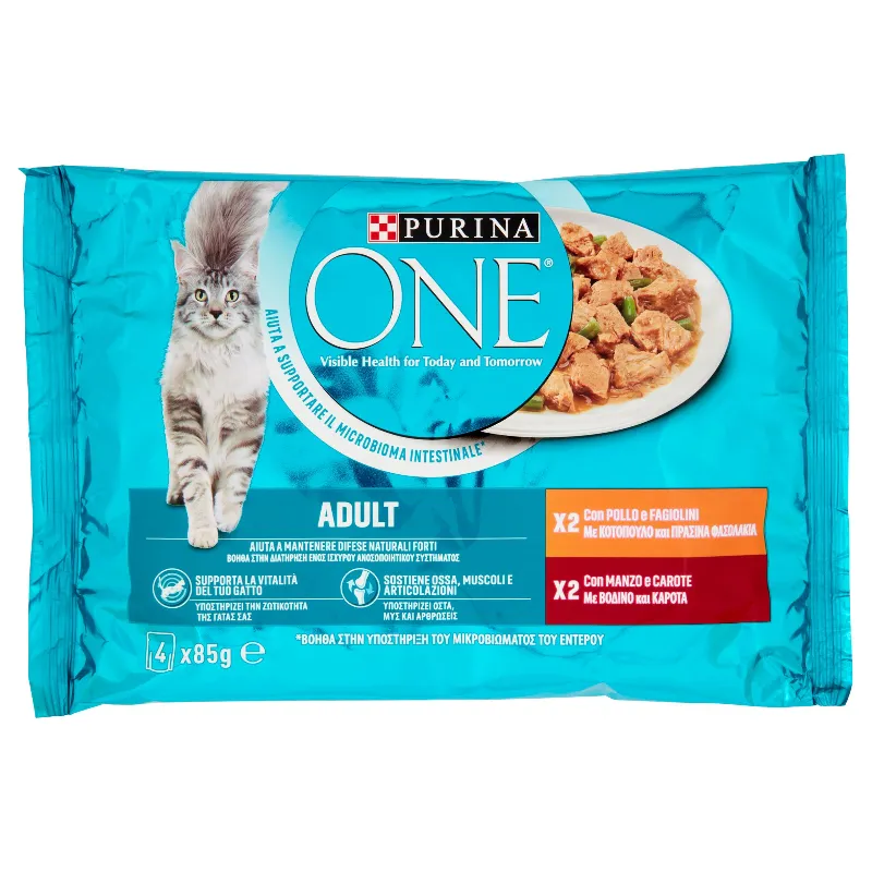 PURINA ONE CAT ADULT FILETTINI POL/MANZO GR85X4
