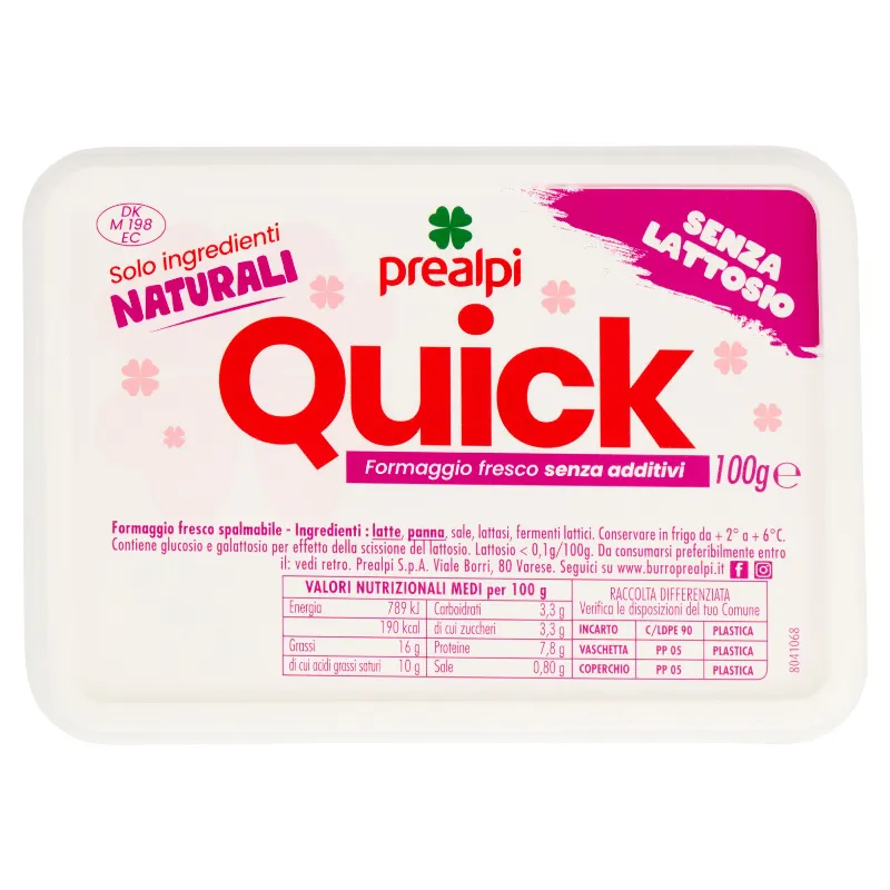 PREALPI QUICK FORMAGGIO FRESCO S/LATTOSIO GR.100