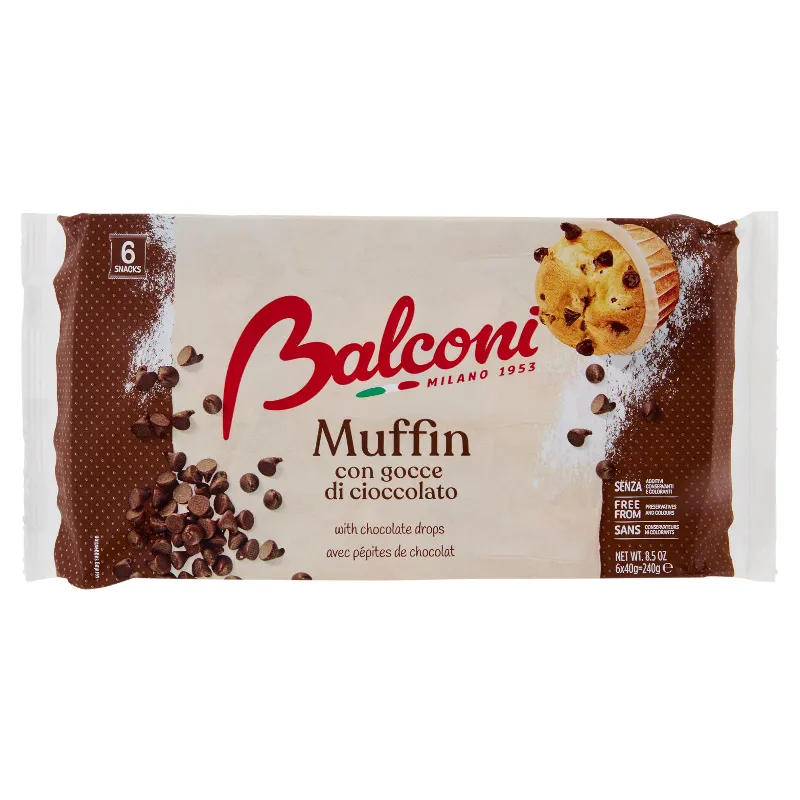 BALCONI 6 MUFFIN CON GOCCE DI CIOCCOLATO GR.240
