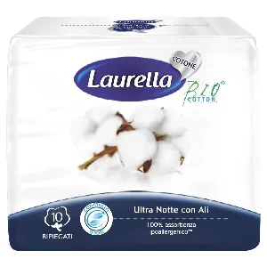 LAURELLA BIO COTTON ASSORB.ULTRA NOTTE ALI X10
