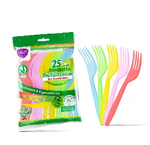 CLENDY FORCHETTE RIUTILIZ.ARCOBALENO PP X25