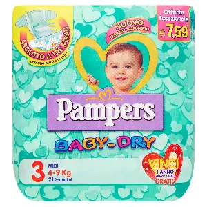 PAMPERS BABYDRY N.3 MIDI 4-9 KG X20