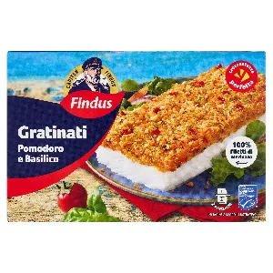 FINDUS FILETTI DI MERLUZZO GRATINAT.POM&BAS GR.380